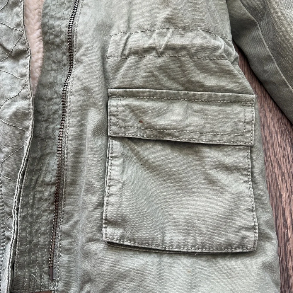Kids Olive Green Hooded Parka Jacket - Gap Kids